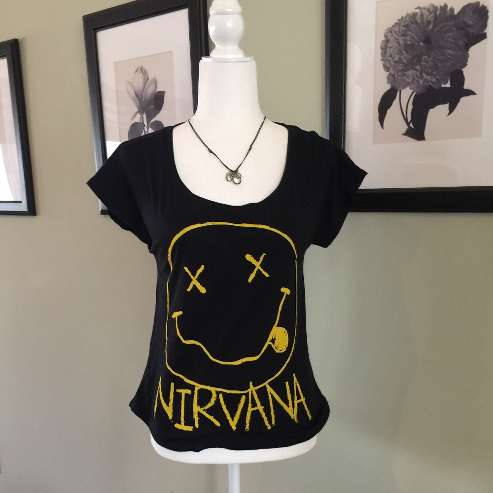 Nirvana Smiley Tee- Girl Fit XS